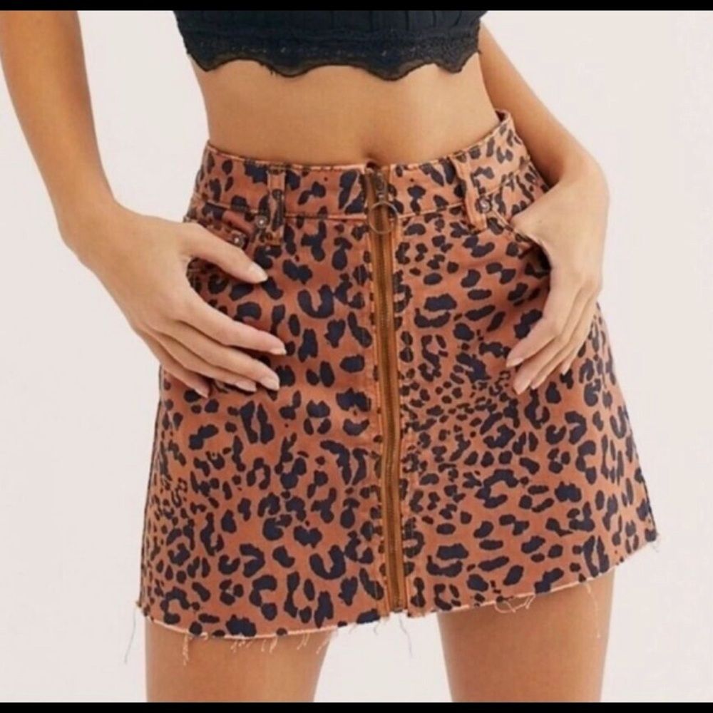 We The Free - Free People Zip It Up Leopard Mini Skirt